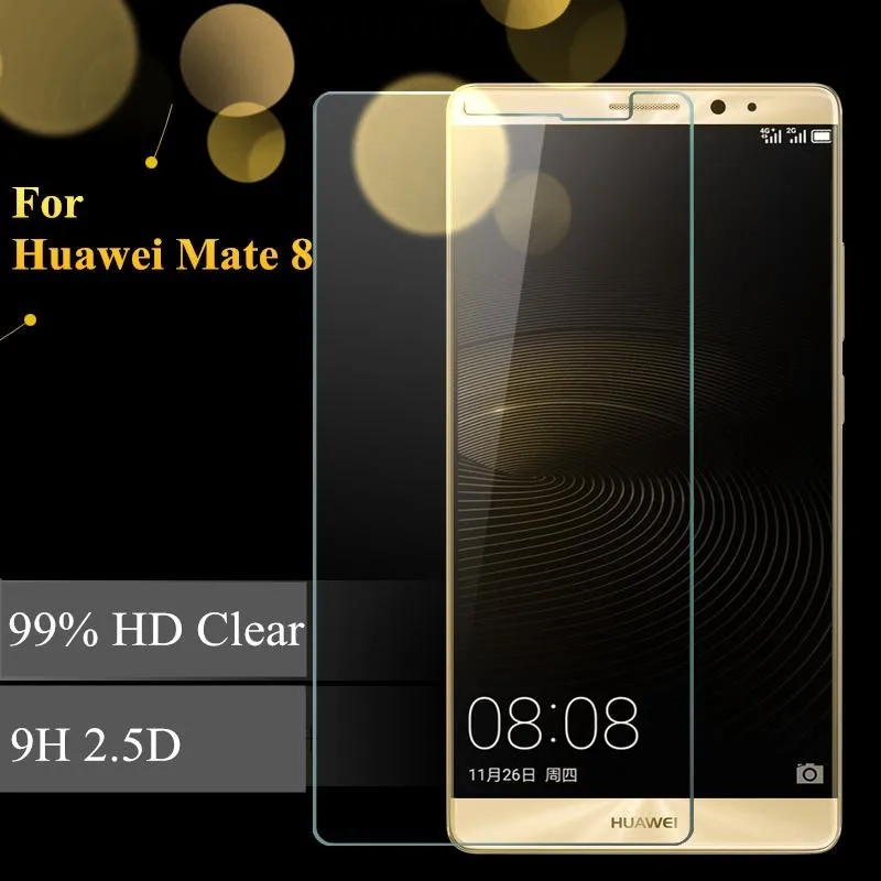 2 piezas de vidrio Huawei Mate 8 Protector de pantalla de vidrio templado para Huawei Mate 8 vidrio mate8 Anti-rasgu&ntilde;o pel&iacute;cula templada WolfRule [-1