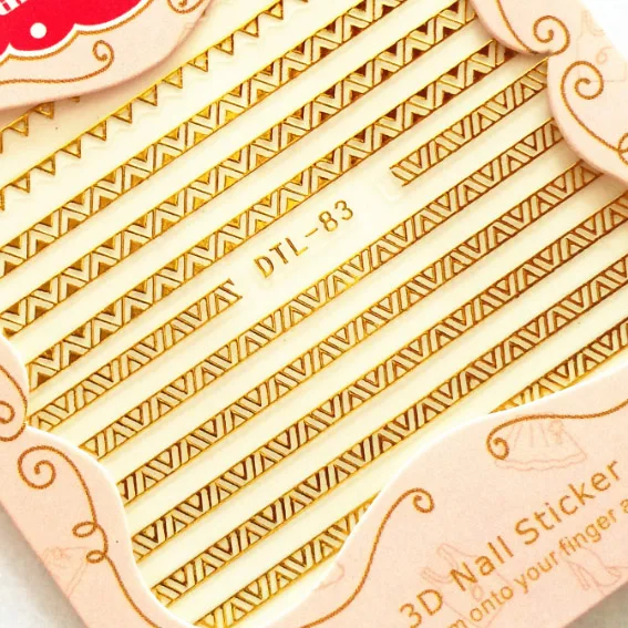 DTL83-gold 1 лист 3D наклейки для ногтей s Geo Сердце Звезда наклейки клей маникюр ногтей Советы украшения - Цвет: DTL83-gold