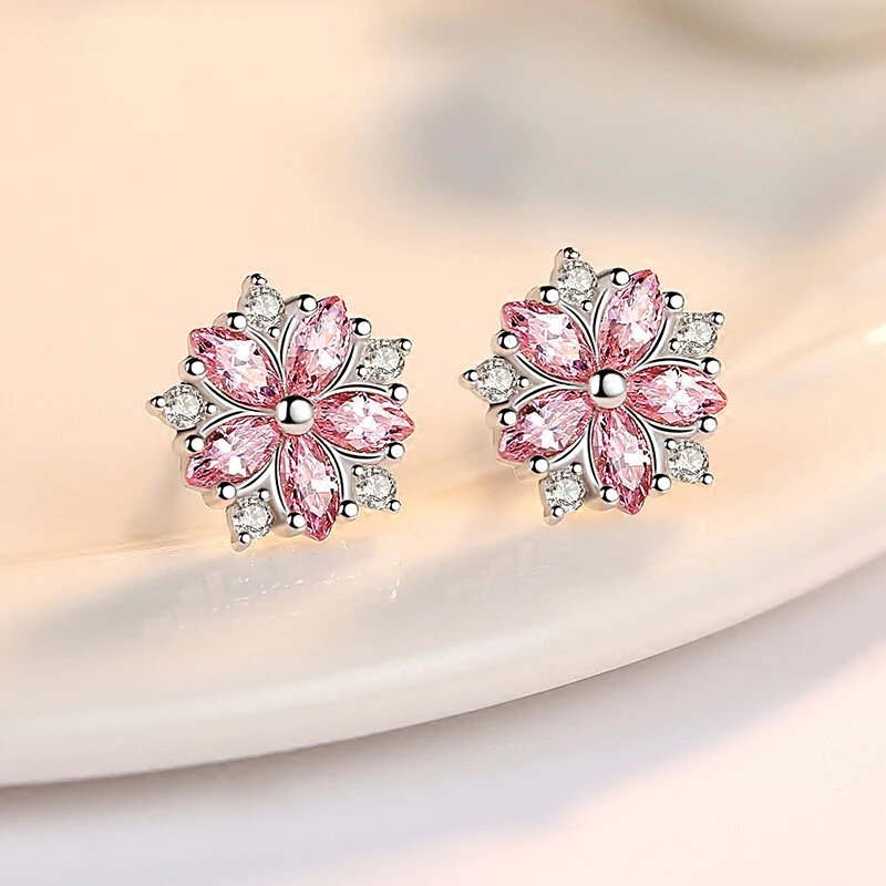 KASIYU S925 silver sakura love ear studs female temperament Korean personality red earrings simple mini | Украшения и аксессуары
