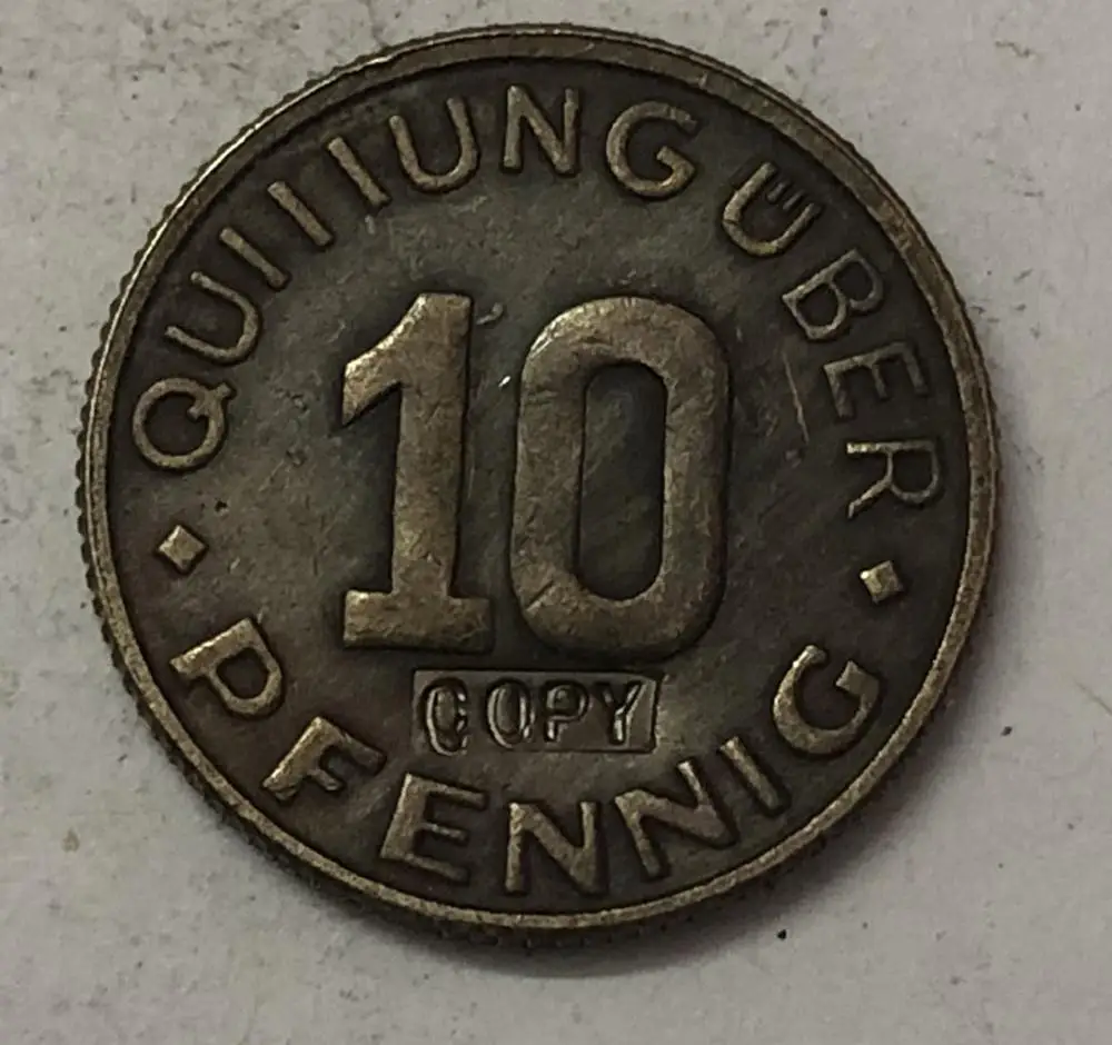 1942 Польша 10 Pfennig Лодзь гетто 2 й выпуск|Безвалютные монеты| |