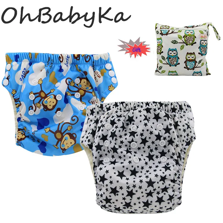 2 шт./упак. Ohbabyka ребяческий впитывающие пеленки для новорожденных девочек/горшок для мальчиков тренировочные брюки Водонепроницаемый детские тканевые подгузники, 1 шт - Цвет: XLK0102
