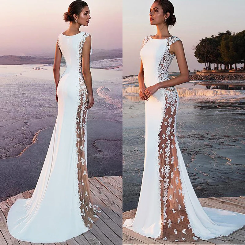 Белое Кружевное длинное платье Vestidos женское макси свадебное прозрачное вечернее