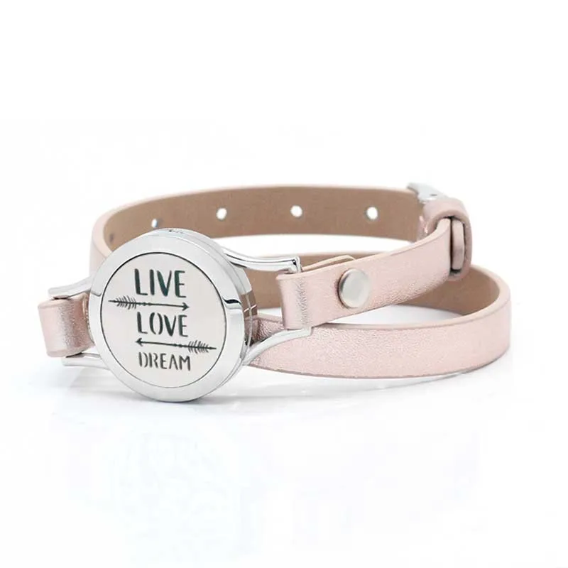 Rose Gold 346 Ubelive, ретро браслет, браслет из розового золота 316L, браслет из кожи и нержавеющей стали, ароматерапия, эфирное масло, диффузор, медальон - Окраска металла: Rose Gold 346