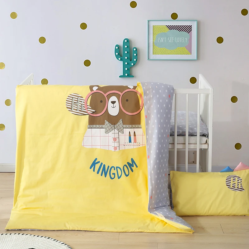 Strawdream Kingdom красивый медвежонок из мультфильма желтый постельный комплект для