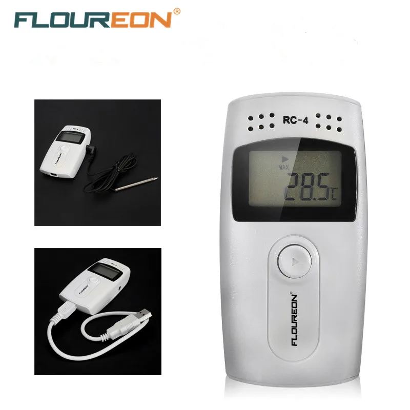 Floureon RC 4 Регистратор Данных Температуры Мини ЖК цифровой USB температуры со