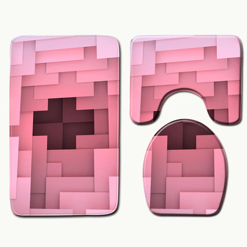 

Zeegle Bath Toilet Mats Set Coral Fleece Absorbent Bathroom Carpet Pedestal Rug Toilet Lid Cover Shaggy Anti-slip Carpet