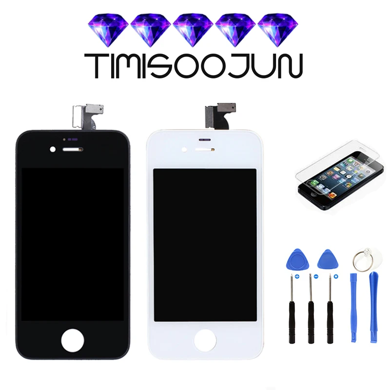 10 шт. для iphone 4 4s ЖК-дисплей Сенсорный экран дигитайзер сборки Black &amp White Цвет