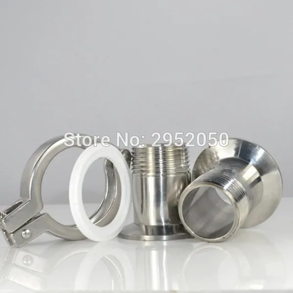 

Free shipping 2 Pcs 3/8" DN10 Sanitary Male Thread Ferrule Pipe Fittings+Tri Clamp+PTFE Gasket Stainless Steel SS304