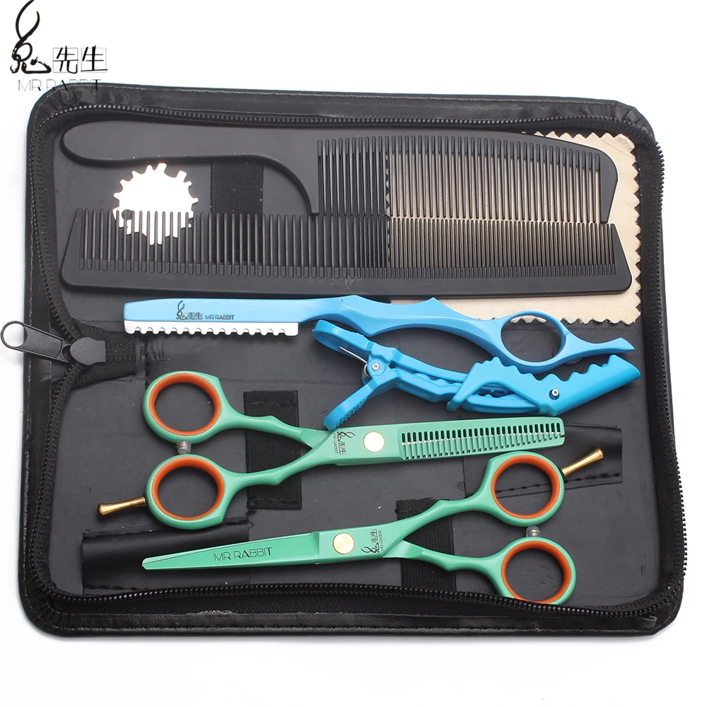 Профессиональные ножницы для стрижки волос mr. Rabbit Green 5 дюйма 16 см из нержавеющей