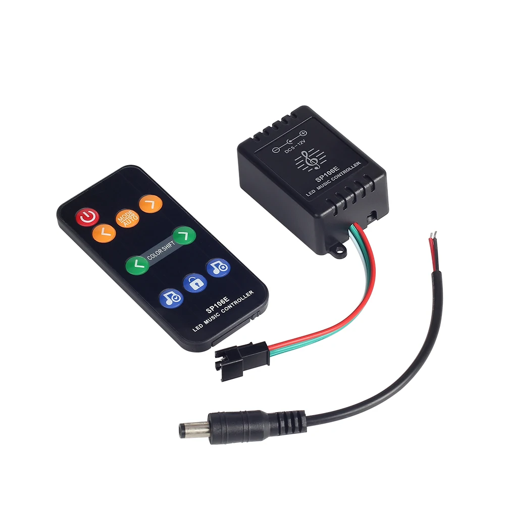 DC5V 12V SP106E 9 клавиш Светодиодный музыкальный контроллер для WS2811/WS2812B/6812/1903/6803