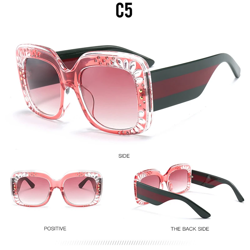 SALUTTO New Fashion Square Sunglasses Women Brand Designer 2018 Diamond decoration Vintage Female Sun glasses Oculos UV400 | Аксессуары