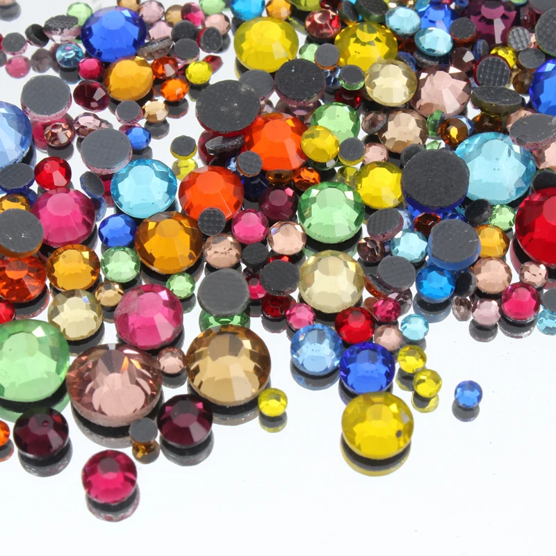 Шикарные горячие стразы с плоской задней частью из кристального стекла, различного размера и цвета, 1000 штук для украшения одежды и рукоделия.