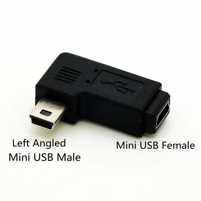 2 шт./лот левый угловой 90 градусов мини usb штекер в гнездо M F удлинитель адаптер