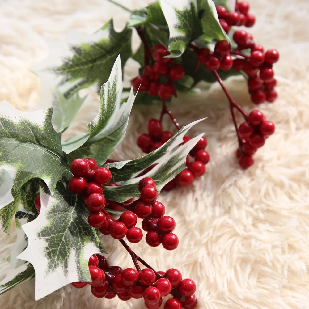 1 pcs artificial berry green bean foam flowers home decor small fake flowers bacca fruit branch decoration accessories fake plan
