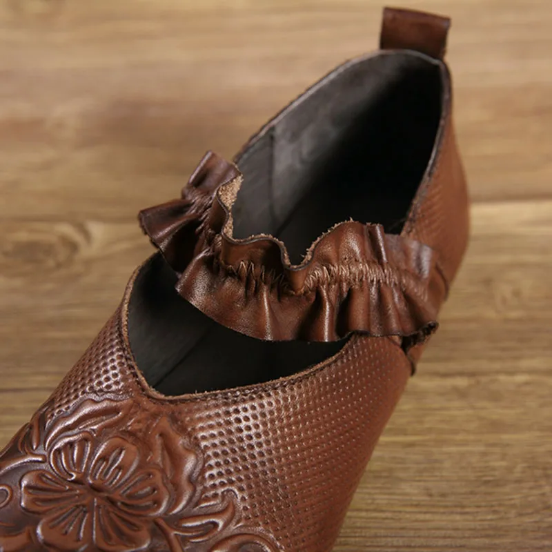 2019 осень женская обувь на плоской подошве из натуральной кожи бабушкины туфли