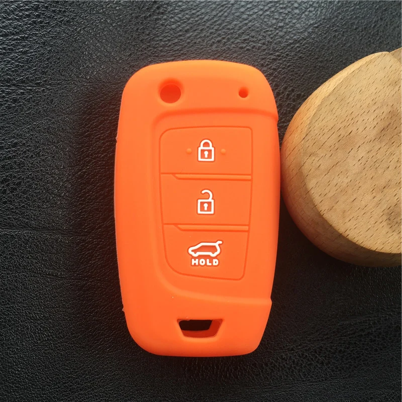

Silicone Rubber Car Key Case Cover for Hyundai Elantra Solaris 2017 Santa Fe Tucson Verna i35 i40 Genesis F 3Buttons flodingkey