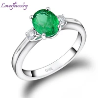 loverjewelry women emerald rings engagement rings for female solid 18kt white gold natural diamonds emerald party ring jewelry