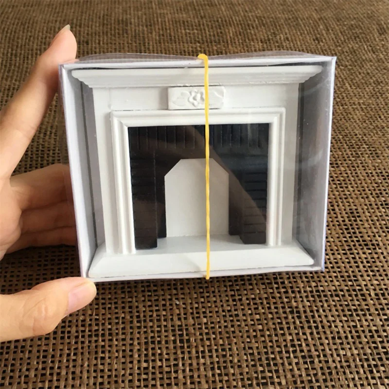 

1:12 Dollhouse Miniature Furniture Room Wooden Vintage Black White Fireplace Doll House Accessories Toys For Children Gift