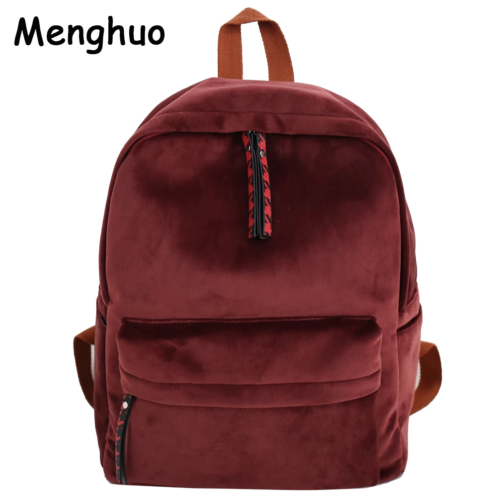 Menghuo 2018 мягкий замшевый женский рюкзак сумка для девушек модная новинка винно