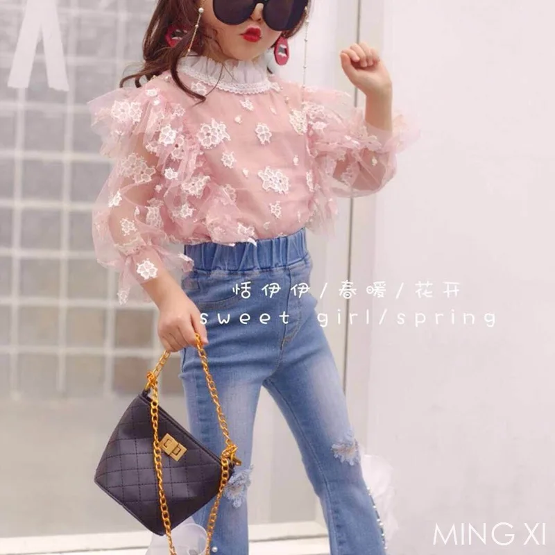 2019 новая весенняя детская одежда футболка для девочек трикотажный пуловер в