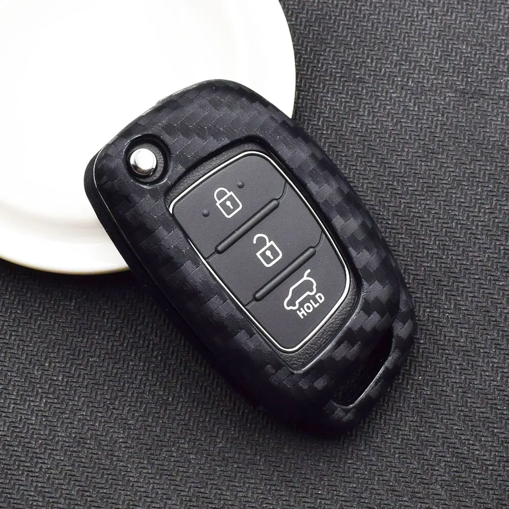 Чехол для автомобильного ключа ATOBABI из углеродного волокна с откидной крышкой