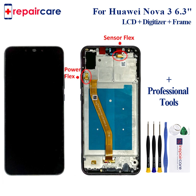 ЖК дисплей с рамкой для Huawei Nova 3 сменный сенсорный экран 6 дюйма дигитайзером в