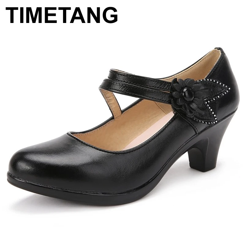 

TIMETANG 2018 Новая модная женская обувь на высоком каблуке; Удобная женская обувь из натуральной кожи; Повседневные туфли-лодочки; Женские туфли-...