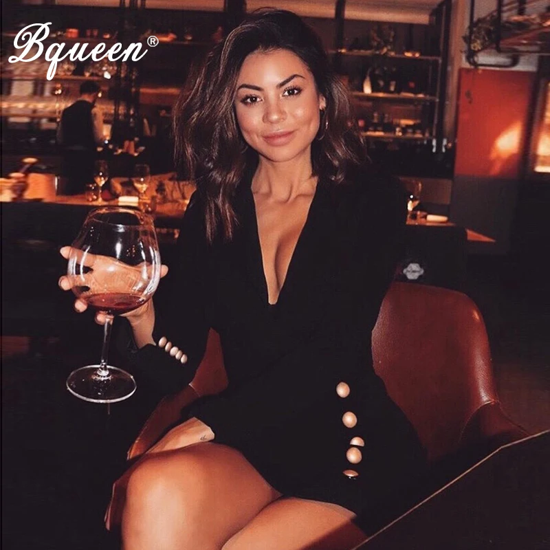 Bqueen 2019 Новое поступление сексуальный V-образный вырез с длинным рукавом женский