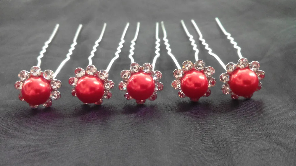 оптовая 20 шт смешивать цвета контакты свадьбы волос rhinestone жемчужина цветок клипы