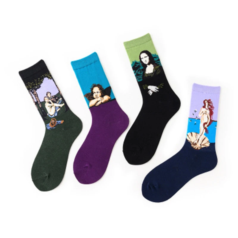 Креативные мужские носки тренд Ретро Ренессанс арт период абстрактный мир