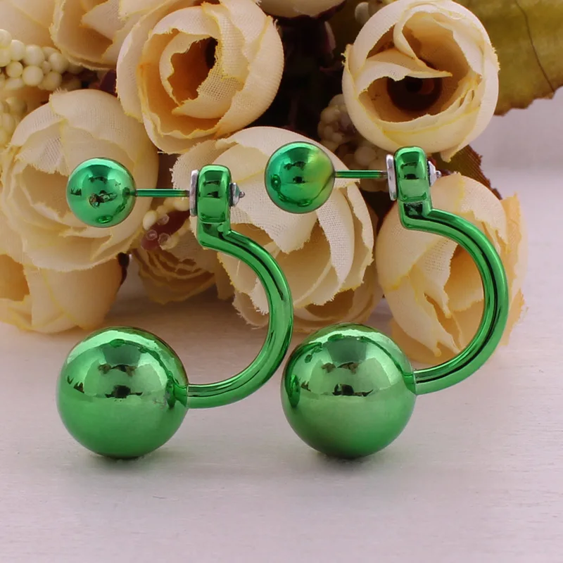Женские серьги гвоздики с жемчугом 11 цветов|double ball earrings|pearl stud earringsball earrings |