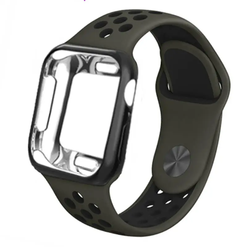 Стильный чехол + ремешок для apple watch Apple Watch band 44 мм 38 iwatch 42 40 спортивный силиконовый