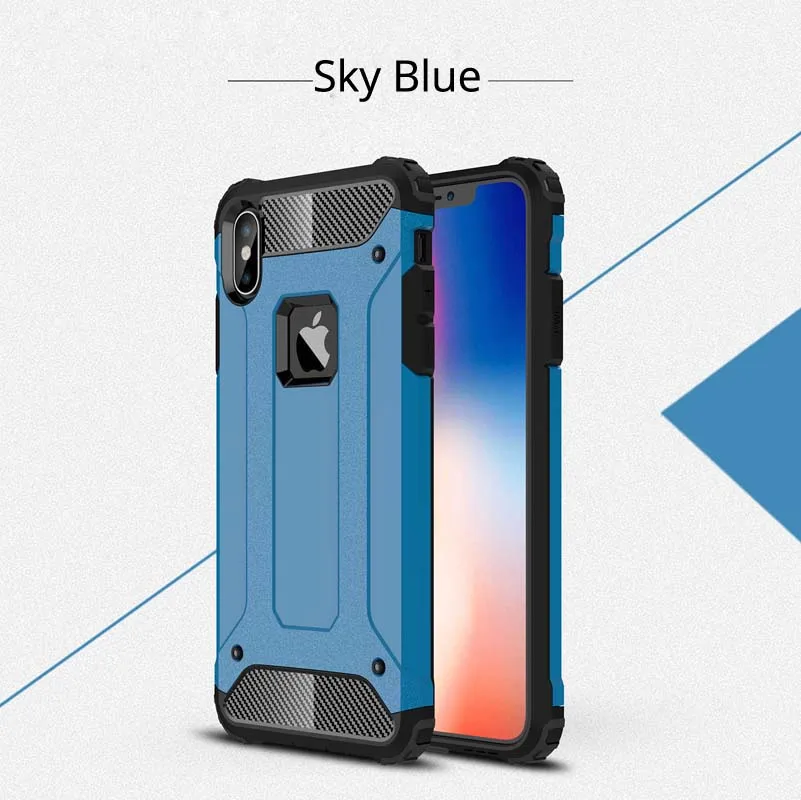 Чехол для iPhone 11 Pro Max XS XR X 8 Plus 7 6 6s 5S SE, чехол, защитный силиконовый противоударный Гибридный Твердый чехол для телефона на заднюю панель - Цвет: Sky Blue