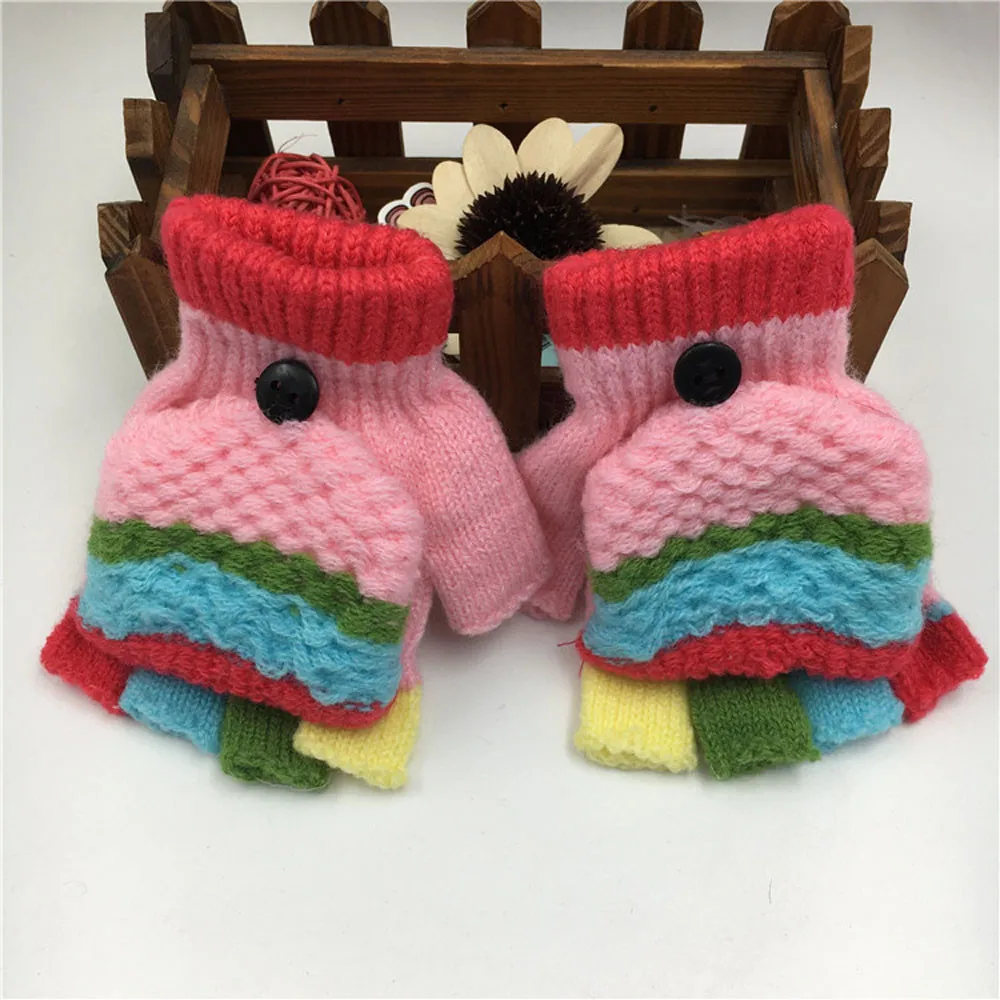 PK Зимние Перчатки милые уплотненные Детские handschoenen милый, для новорожденных и малышей Лидер продаж для мальчиков и девочек зимние теплые Перчатки Цветной пять пальцев 1N7 - Цвет: PK