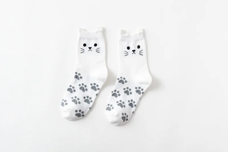 kawaii новые женские носки в студенческом стиле милые повседневные Простые Носки милые женские носки с кошачьей лапой женские носки осень-зима женские хлопковые носки