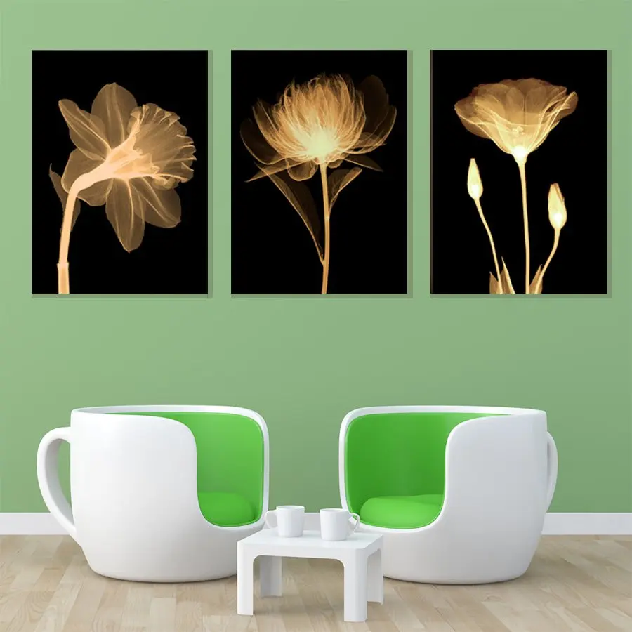 Yellow Fluorescent Flower HD Print Canvas Paintings Wall Artwork Prints Picture Home Decor for Living Room | Дом и сад