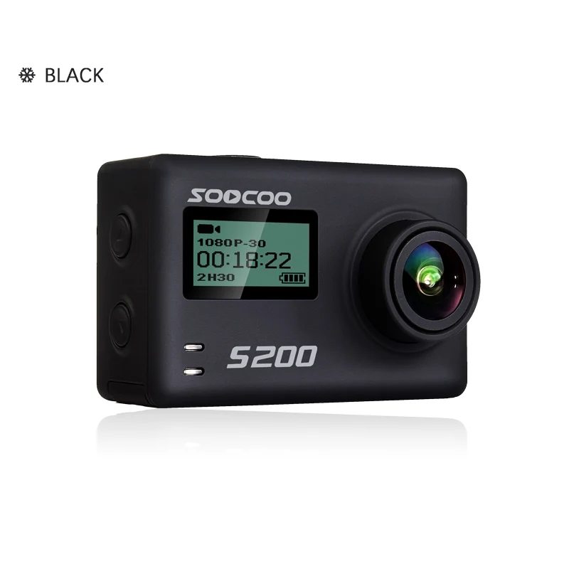 Black Soocoo S200 Экшн-камера 4k Спорт с чехол gps микрофон Пульт дистанционного управления Сенсорный экран экшн-камера крепление для экшн-камеры - Цвет: Black