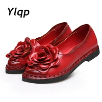 2020 new vintage handmade folk style women flats casual shoes genuine leather lady soft bottom shoes for mother fashion loafers