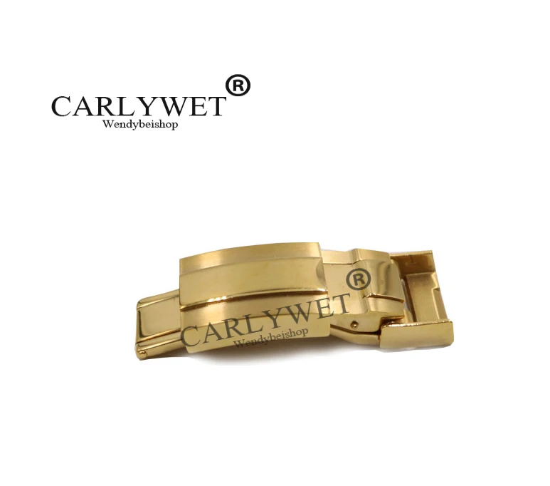 CARLYWET 16 м x 9 мм кисть полированная нержавеющая сталь застежка для часов сталь для GMT Submariner браслет резиновый кожаный ремешок