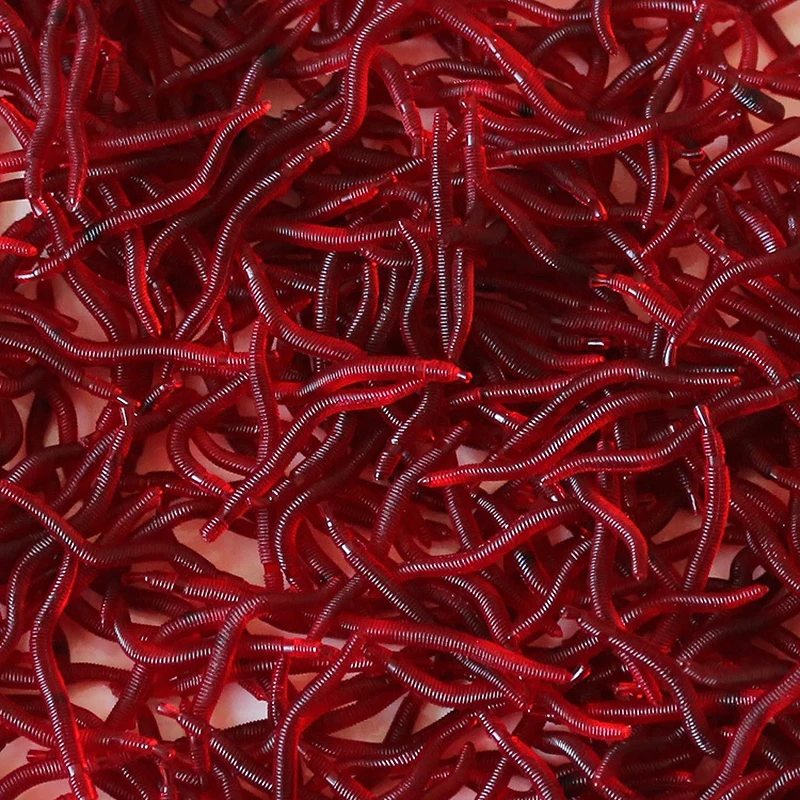 

50pcs Bionic earthworm Silicone Soft Plastic Bait red Worms Carp Fishing Lure Set Artificial Fish Tackle Accessories Pond lake