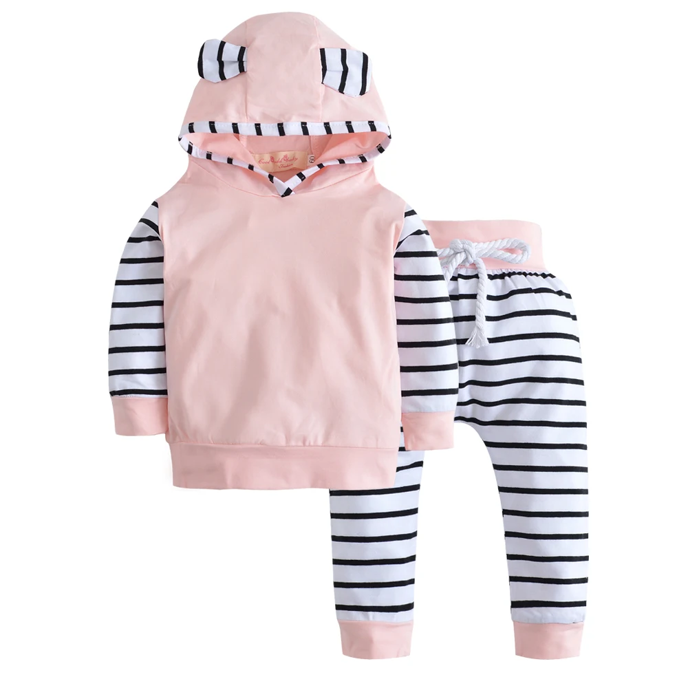 2021 Autumn Baby Boy Clothing Set Long Sleeve Warm Hooded T-shirt+Pants Infant 2Pcs Suit Newborn Cute Girls Clothes | Детская одежда и