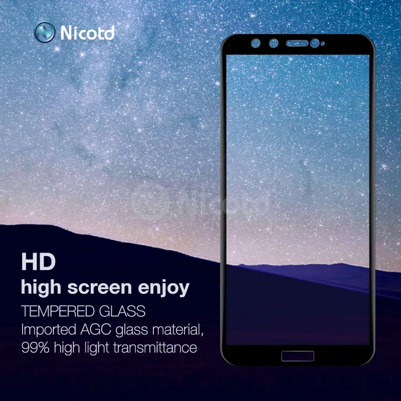 Nicotd для Huawei Honor V10 V9 полное покрытие Закаленное стекло Защитная пленка экрана 8 9 Lite
