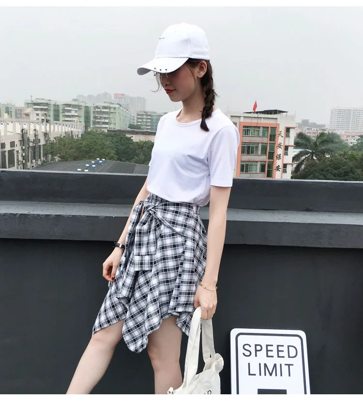 Hiawatha Faldas Mujer Moda летняя юбка с эластичной талией, Женская клетчатая юбка на шнуровке SK005