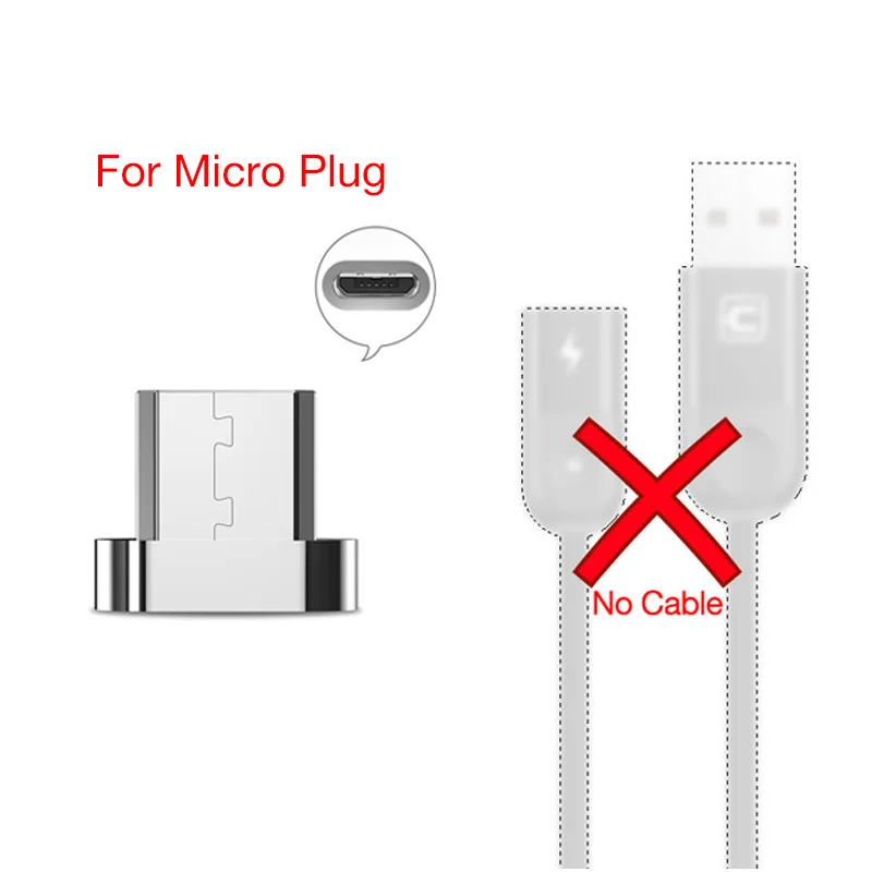Micro (Only Plug) Cafele 1 м светодиодный магнитный USB кабель для iPhone Xs Max X 8 7 6 usb type-C кабель Micro USB кабель для samsung Xiaomi huawei USB-C - Цвет: Micro (Only Plug)