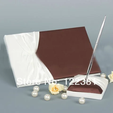 Free Shipping Elegant Cream and Chocolate Wholesale Wedding Supplies Ceremony Personalized Accessories Guestbook Pen Set | Дом и сад