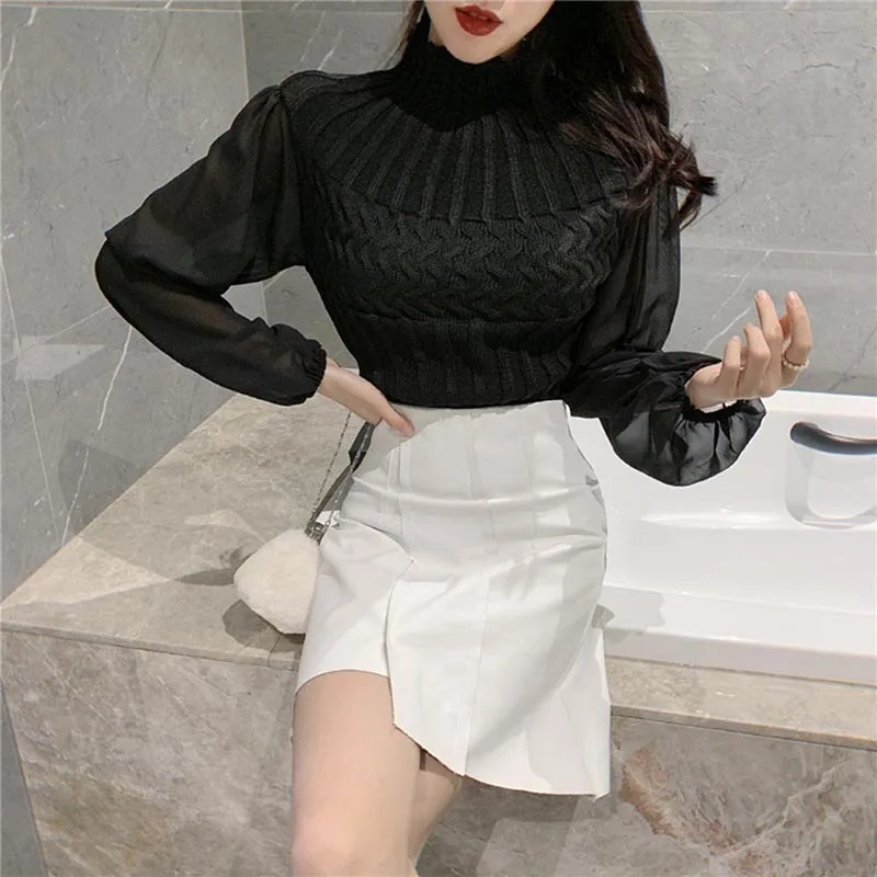Women Fashion Long Sleeve Blouse Top Female Pullover Shirts Women Knit Stitching Blouse 5 Women Fashion Long Sleeve Blouse Top Female Pullover Shirts Women Knit Stitching Blouse 5