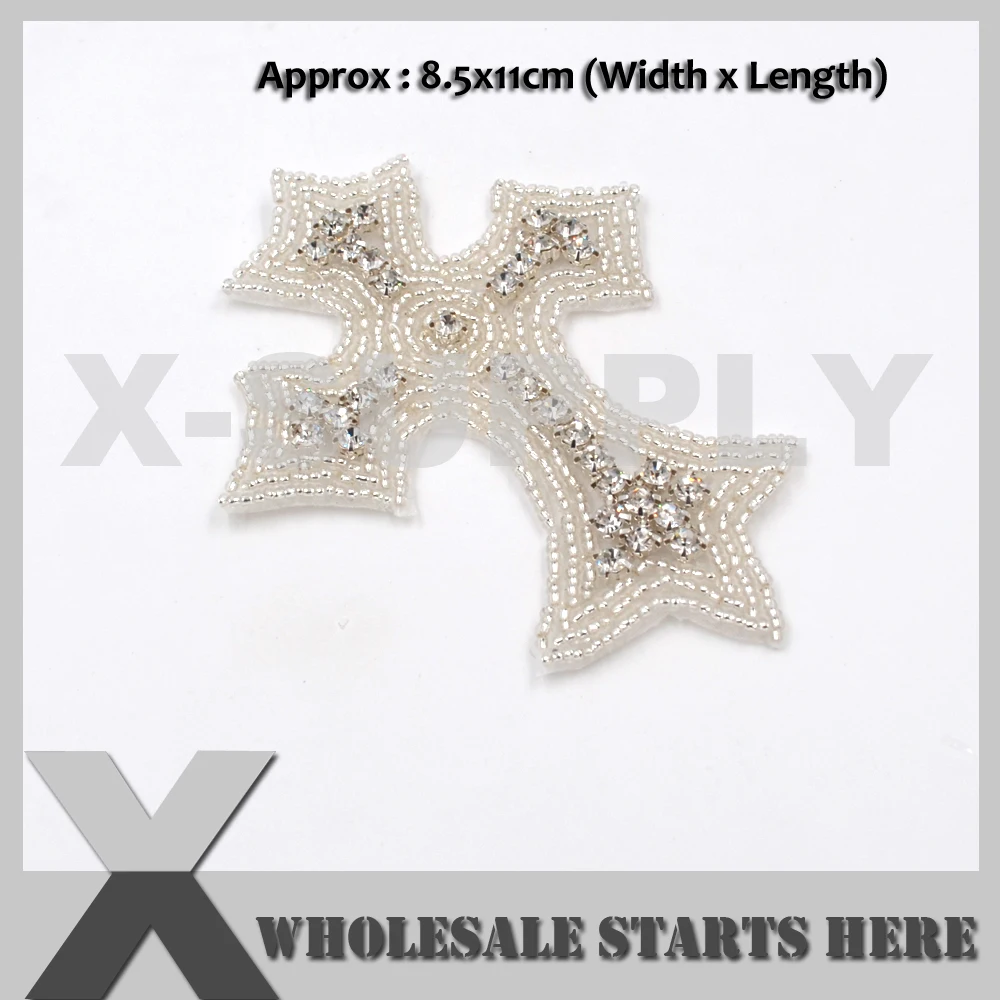 

(3pc/lot) Small Arrivals Retail Crystal Rhinestone Small Cross Applique Patch, X1-RAT2420