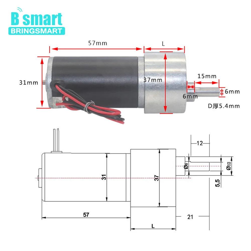 Bringsmart JGB37-3157 12 вольт DC мотор-редуктор двигатель низкая скорость высокий крутящий момент Реверсивный 24 В DC редуктор ed мотор