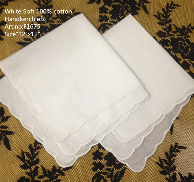 

Set of 120 Fashion Ladies Handkerchiefs 12-inch White Cotton Hankie Sweet Heart hanky Lace Edging Wedding Handkerchief for Lover
