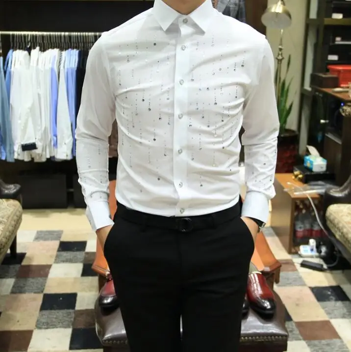 

Men's Shirt Brand weather drill shirt fashion stage High Quality Long Sleeve Casual Shirts Color Slim Fit Man Black